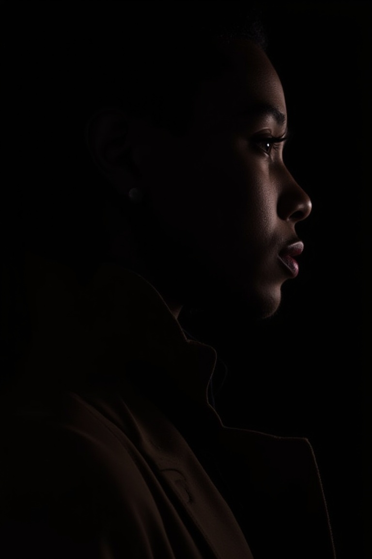 An African woman,  with her jawlines highlighted,  wearing a minimalist jacket on Tensor.Art