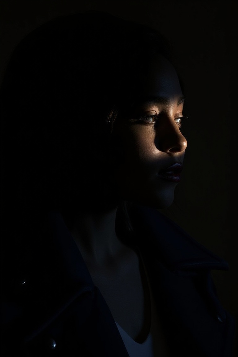 An African female,  with her jawlines highlighted,  wearing a minimalist jacket on Tensor.Art