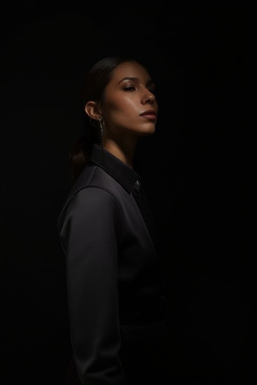 An African female,  with her jawlines highlighted,  wearing a minimalist jacket on Tensor.Art