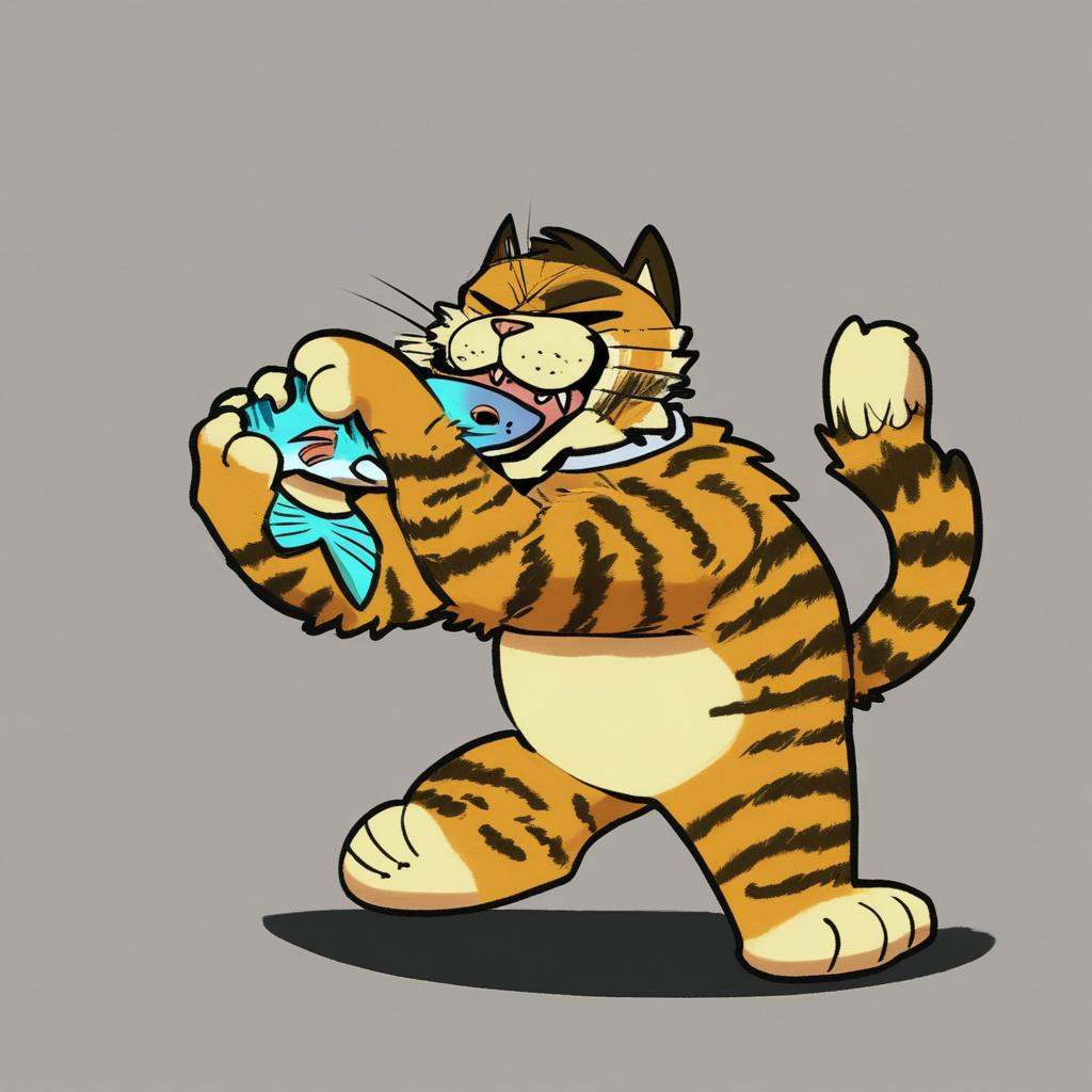 focus, Meowser, Holding a fish in mouth