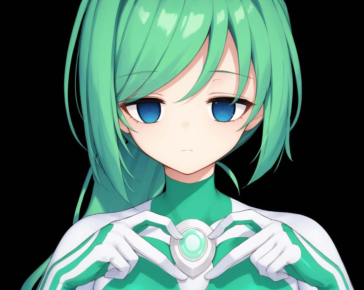 jue,  green hair,  ponytail on Tensor.Art
