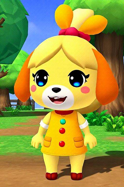 no anti aliasing, pixelated,noise, low resolution textures , low poly,  isabelle animal crossing,  playstation 2 screenshot,  ps2 style <lora:ps2-style:0.9>   <lora:Isabelle_-_Animal_Crossing:0.6>