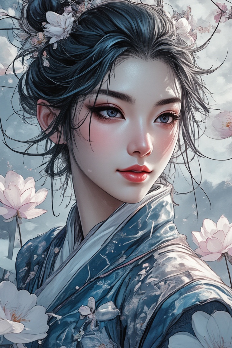 (ancient traditional Chinese lady),  (ultra-fine deep Ultramarine HDR),  lacquerwork on Tensor.Art