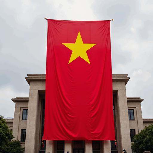 the large vietnamese flag was impressive over the building on Tensor.Art
