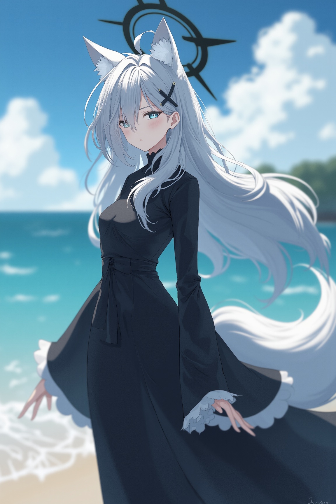 Shiroko_Terror_Ai,  a girl with wolf ears,  animal ears on Tensor.Art