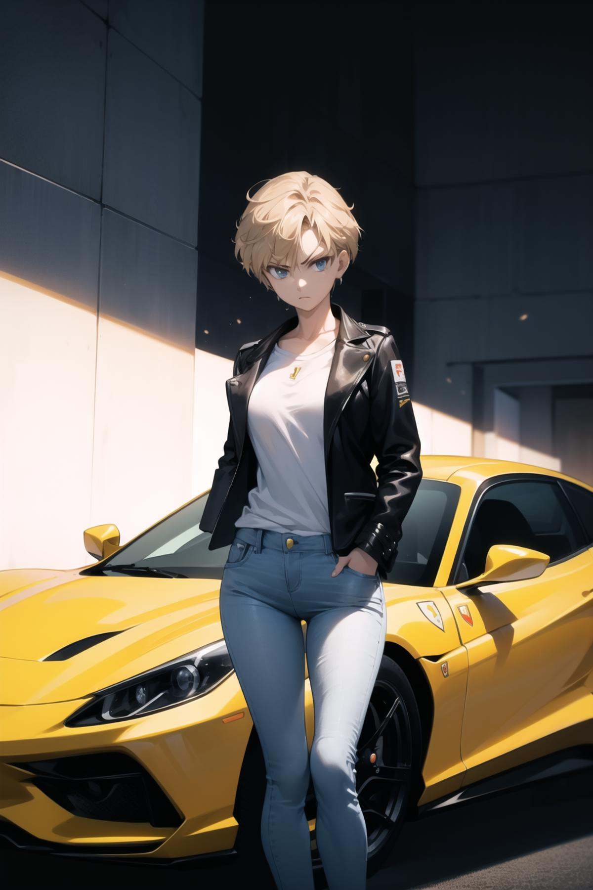 harukasm,  black jacket,  white shirt on Tensor.Art