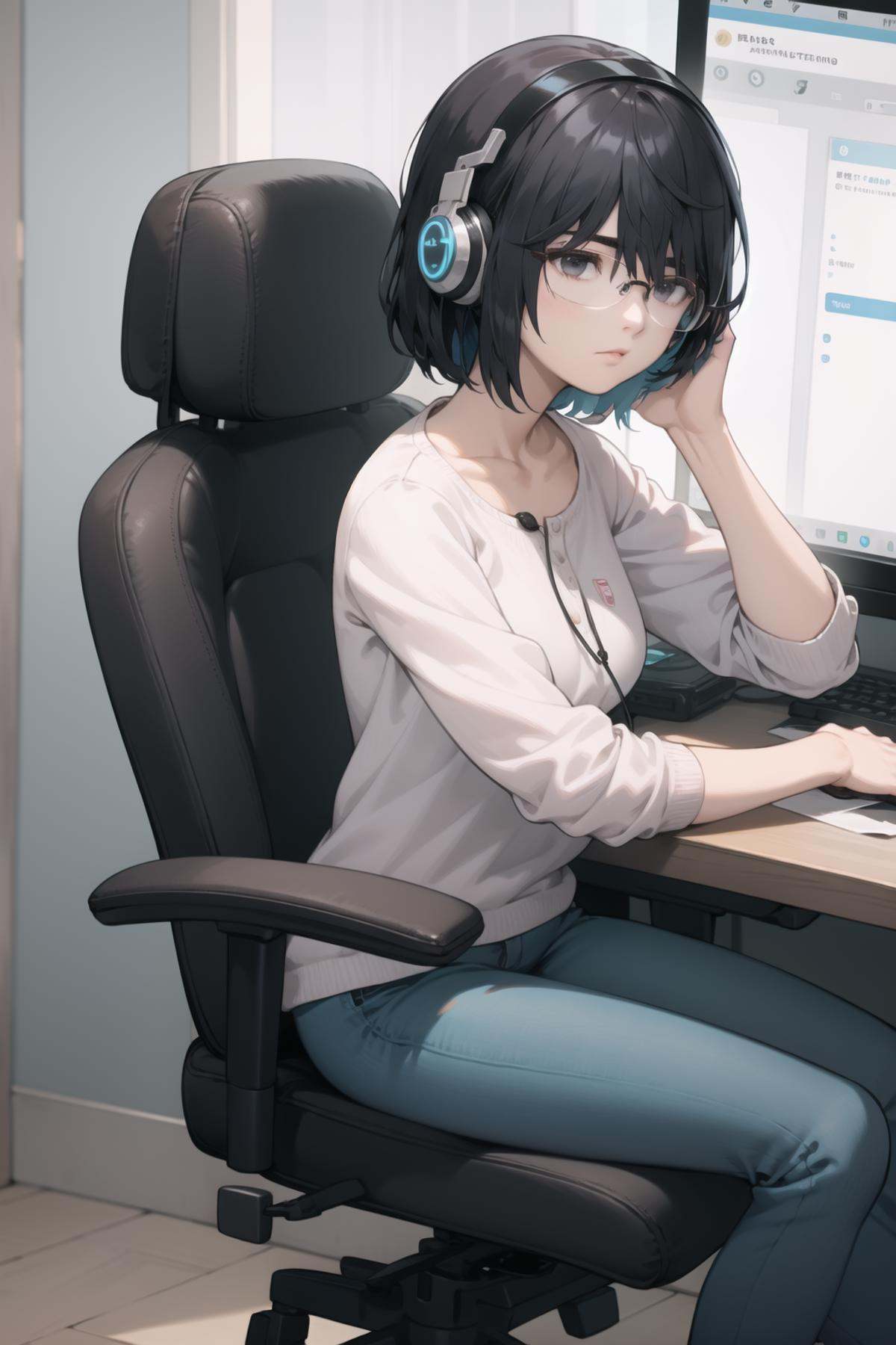 shirosakisaori,  glasses,  casual on Tensor.Art
