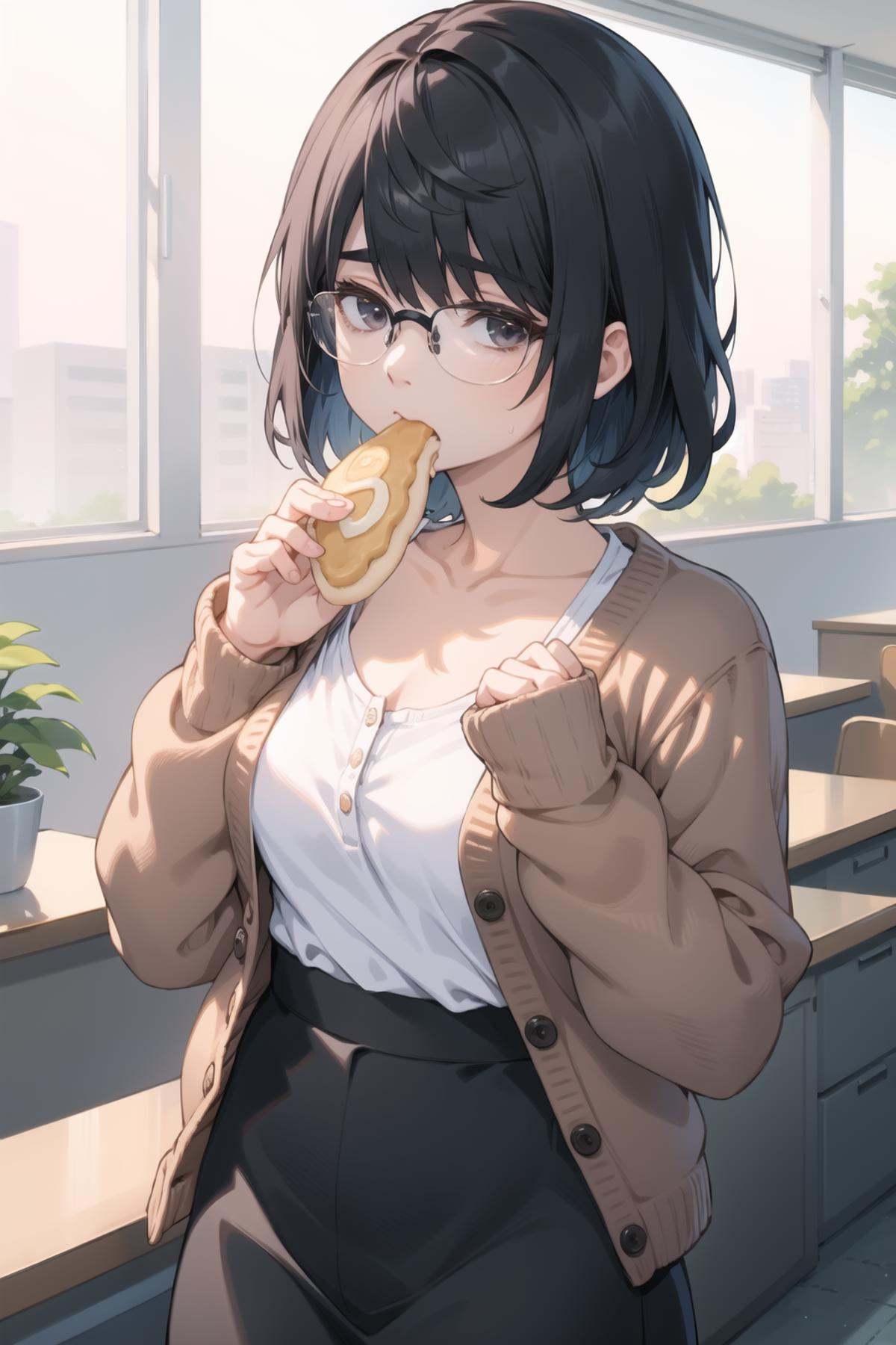 shirosakisaori,  glasses,  cardigan on Tensor.Art
