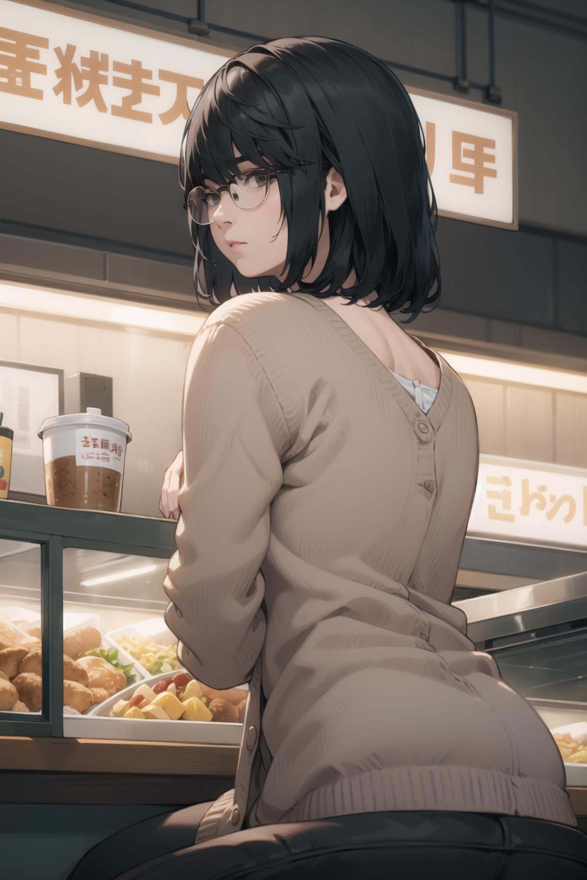 shirosakisaori,  glasses,  cardigan on Tensor.Art