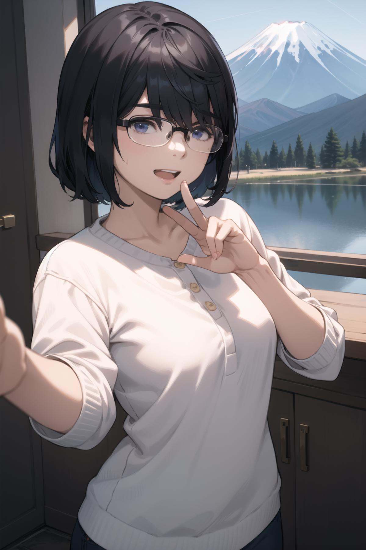 shirosakisaori,  glasses,  casual on Tensor.Art