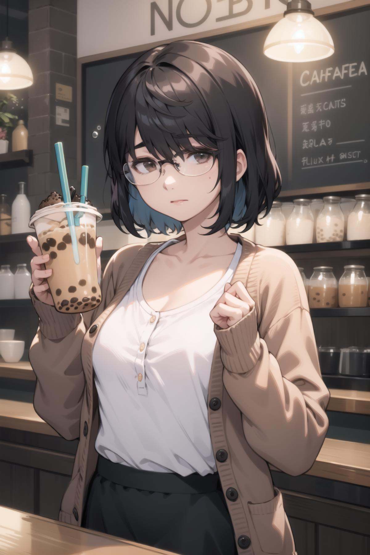 shirosakisaori,  glasses,  cardigan on Tensor.Art