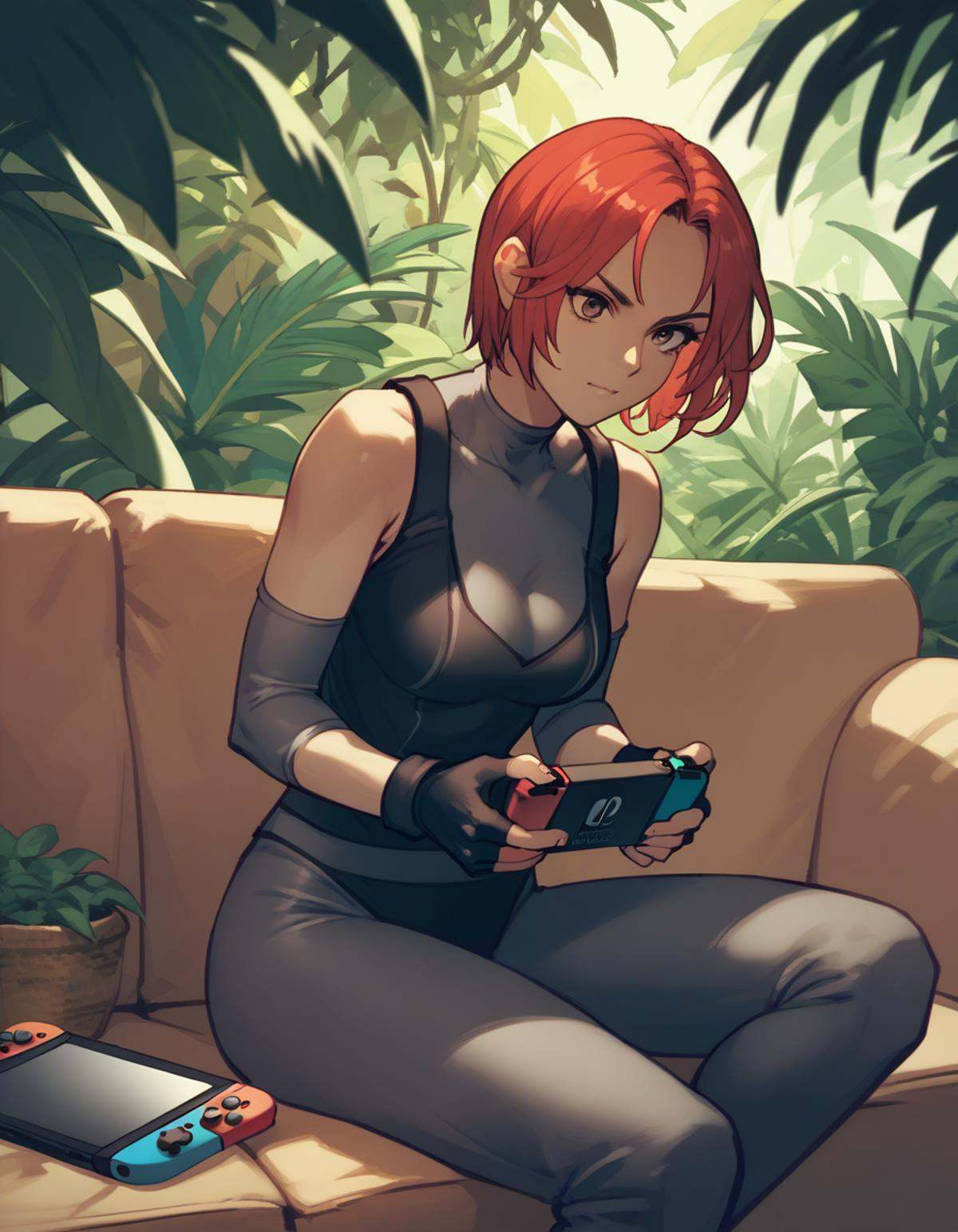 regina,  fingerless gloves,  bodysuit on Tensor.Art