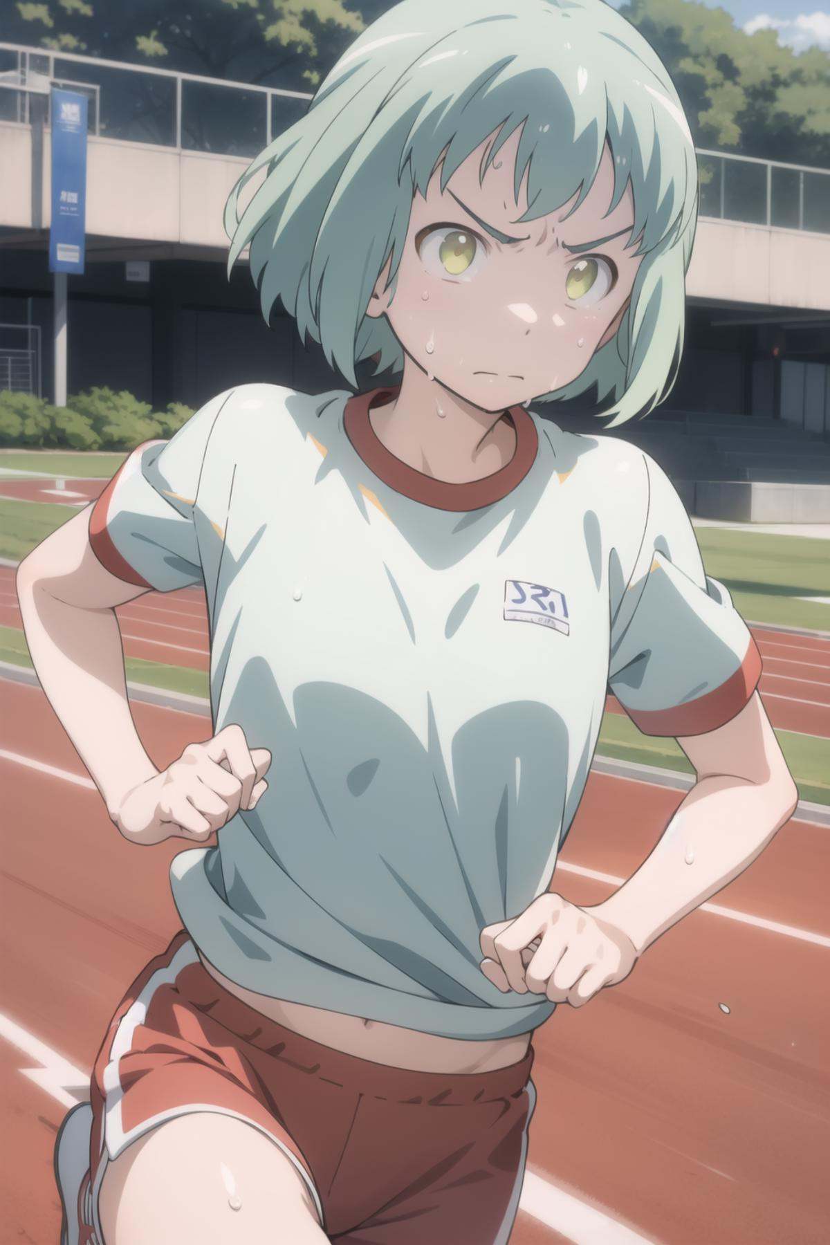 kusakabe,  gym uniform,  red shorts on Tensor.Art