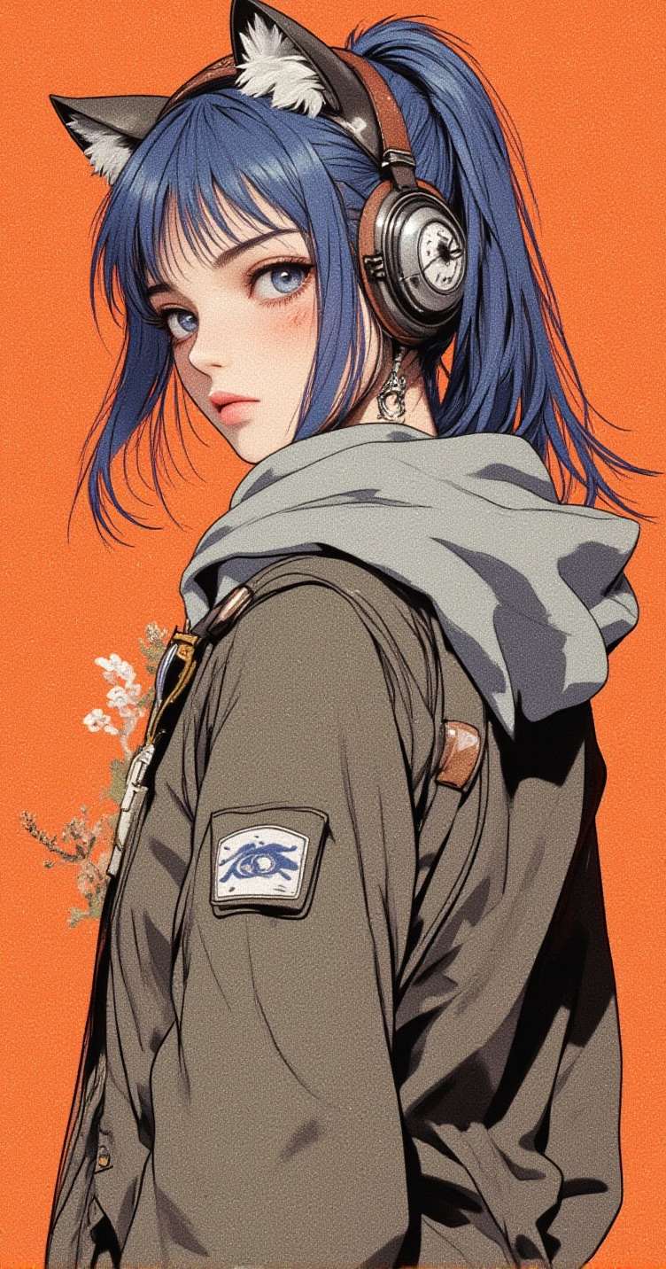 1girl,  animal ears,  blue hair on Tensor.Art