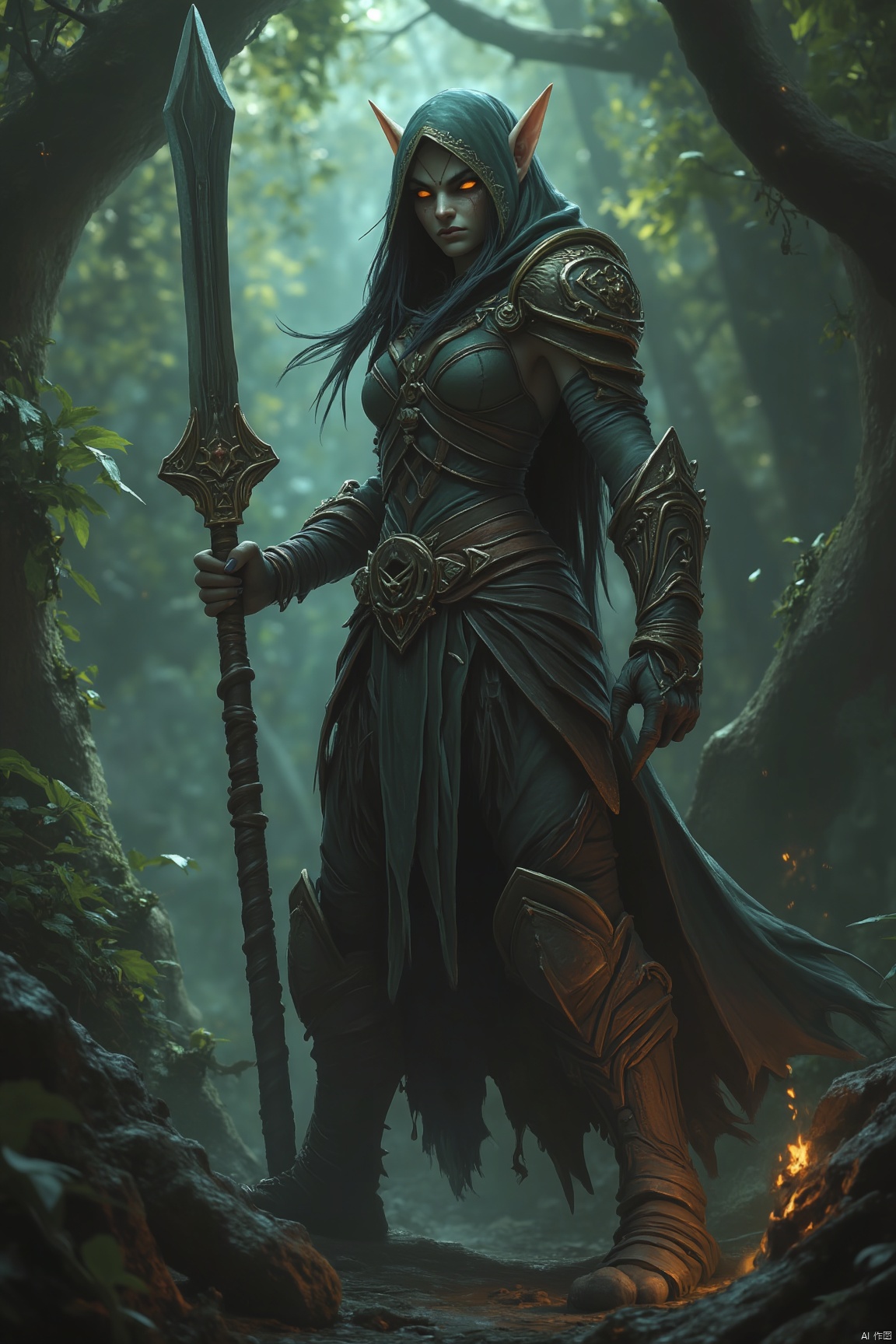 Night elf, female, jungle, dagger, assassin,