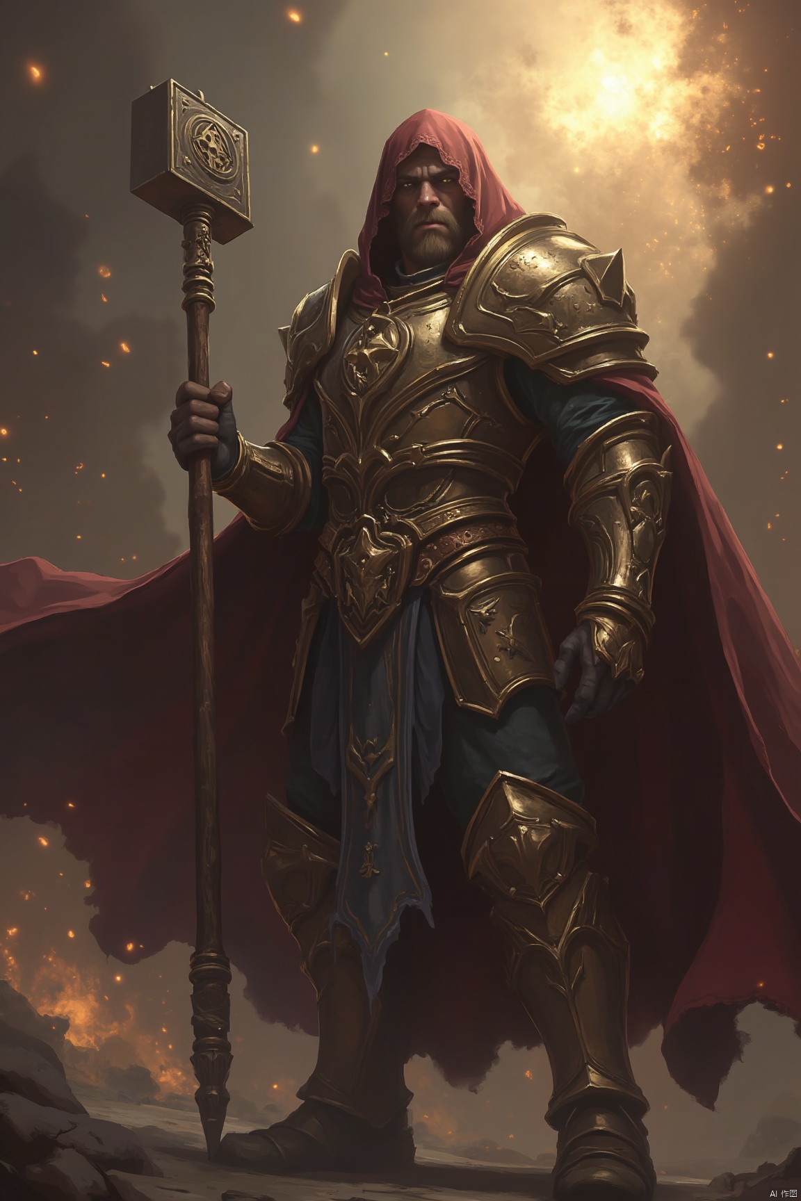 Human, Paladin, Armor, Holy Light, Hammer