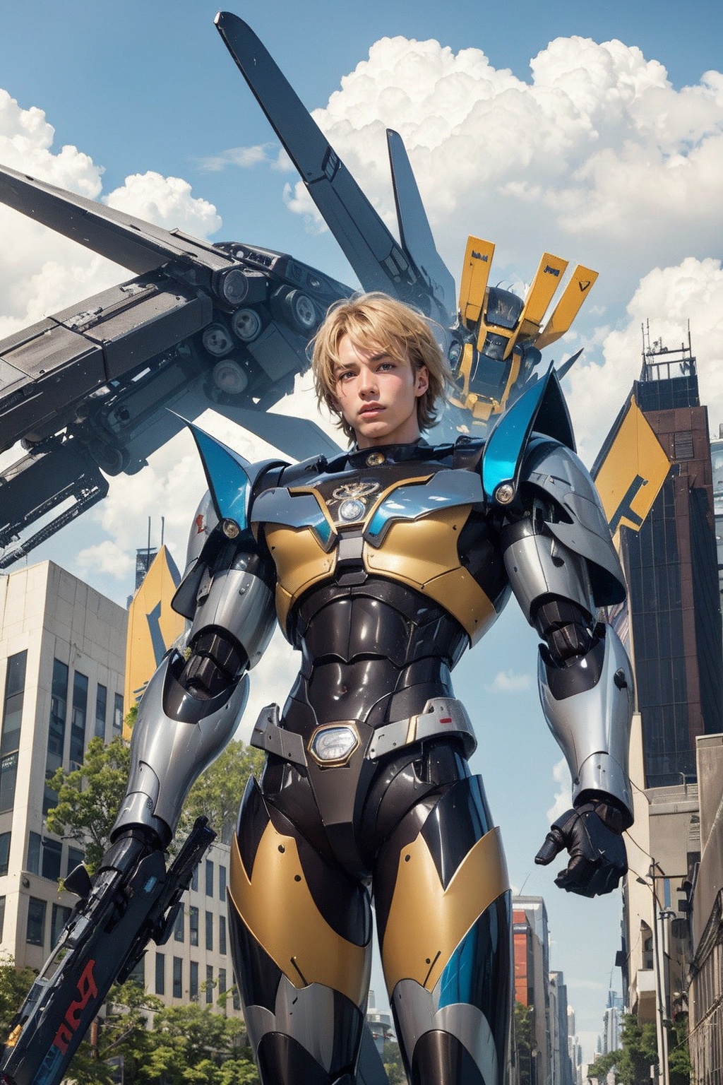 1boy,  (((mecha))),  cutout above navel on Tensor.Art