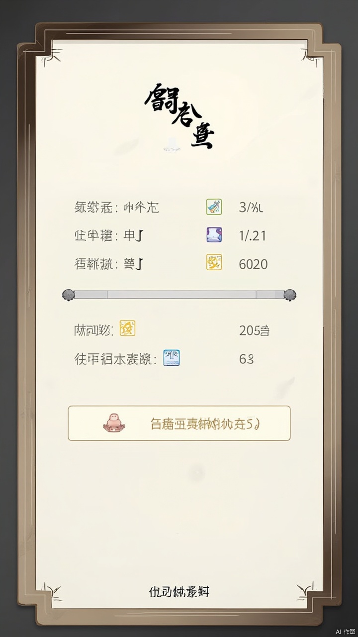 ash,The overall design of the frame is presented in the form of ink scroll expansion,and the top title is displayed in ancient calligraphy font,which is simple and elegant. There are a pair of symmetrical ink bamboo patterns on the left and right sides,and the background is a gradual gradient of light ink to add a sense of layer. The central area clearly displays the details of the event and the countdown. The countdown part adopts the ink hourglass style,and the ink flows slowly in the hourglass to convey the sense of urgency of time. The task progress bar is outlined with inky lines,and the activity description and reward ICONS on the bar are rendered in light ink to show the richness of the activity. The "Participate Now" and "Close" buttons below are designed in the shape of a seal,with a dynamic effect of ink diffusion when clicked,adding fun and visual appeal to the interaction,