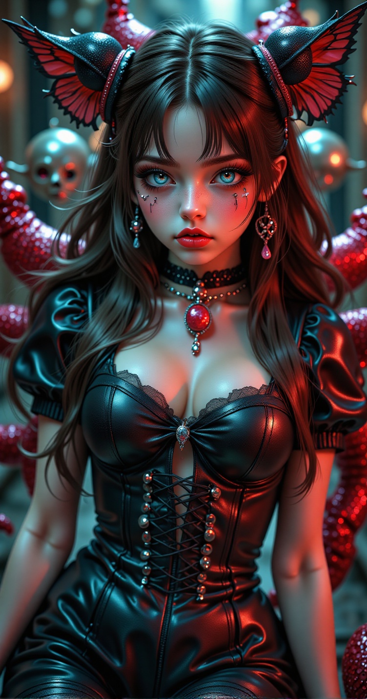 A detailed masterpiece depicting a very slutty,  sensual,  sexy Alice in a very sleazy look from the stories of Alice in W...