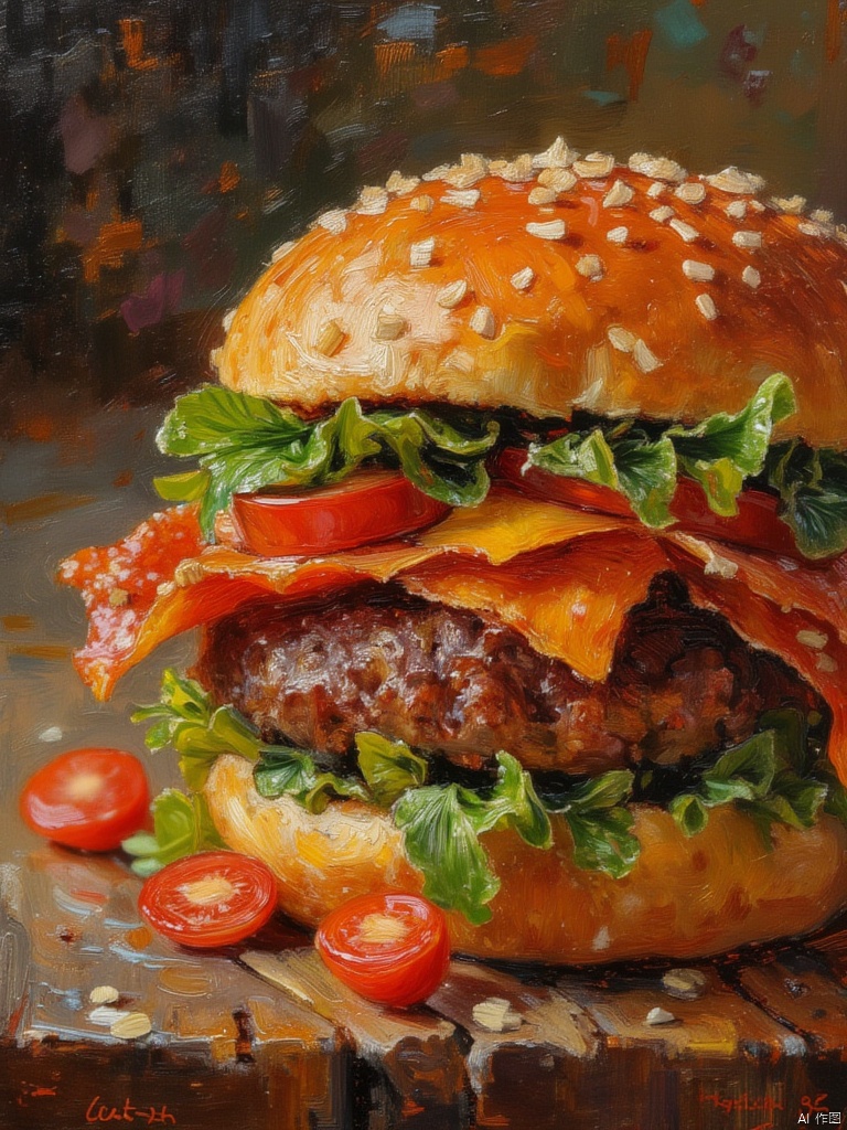 OByouhua,oil painting,Food, close-up shot,