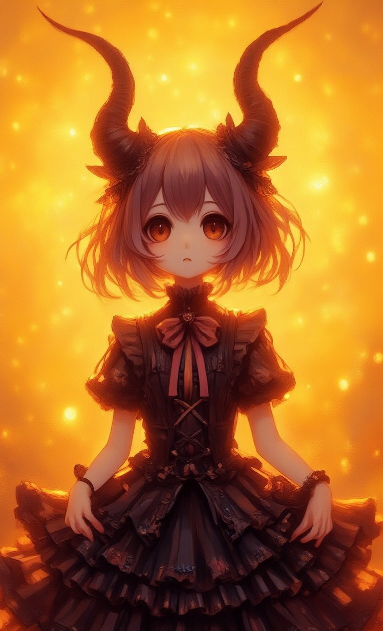 Portrait of a gothic girl with a golden background,  front view, on Tensor.Art