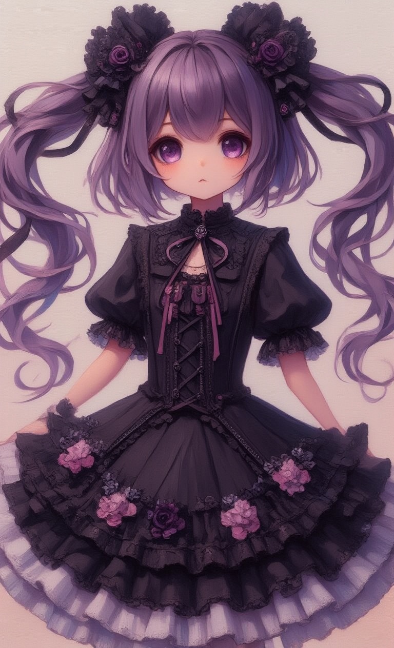 Portrait of a cute girl in a gothic lolita outfit,  front view, on Tensor.Art