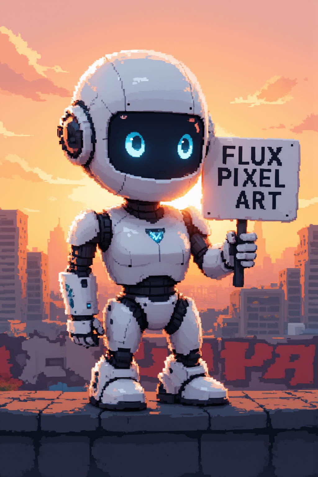 cute robot,  holding a sign,  white robot on Tensor.Art
