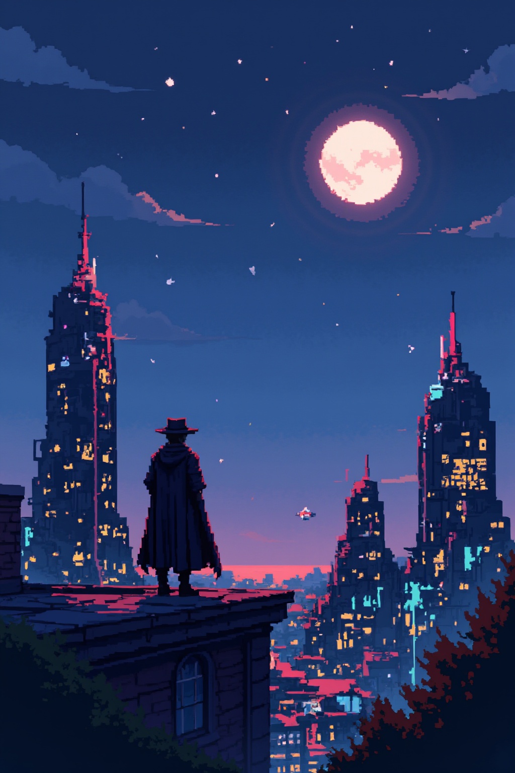 Imagine a night scene in a futuristic city. Skyscrapers rise into the sky,  with brightly colored neon lights illuminating...