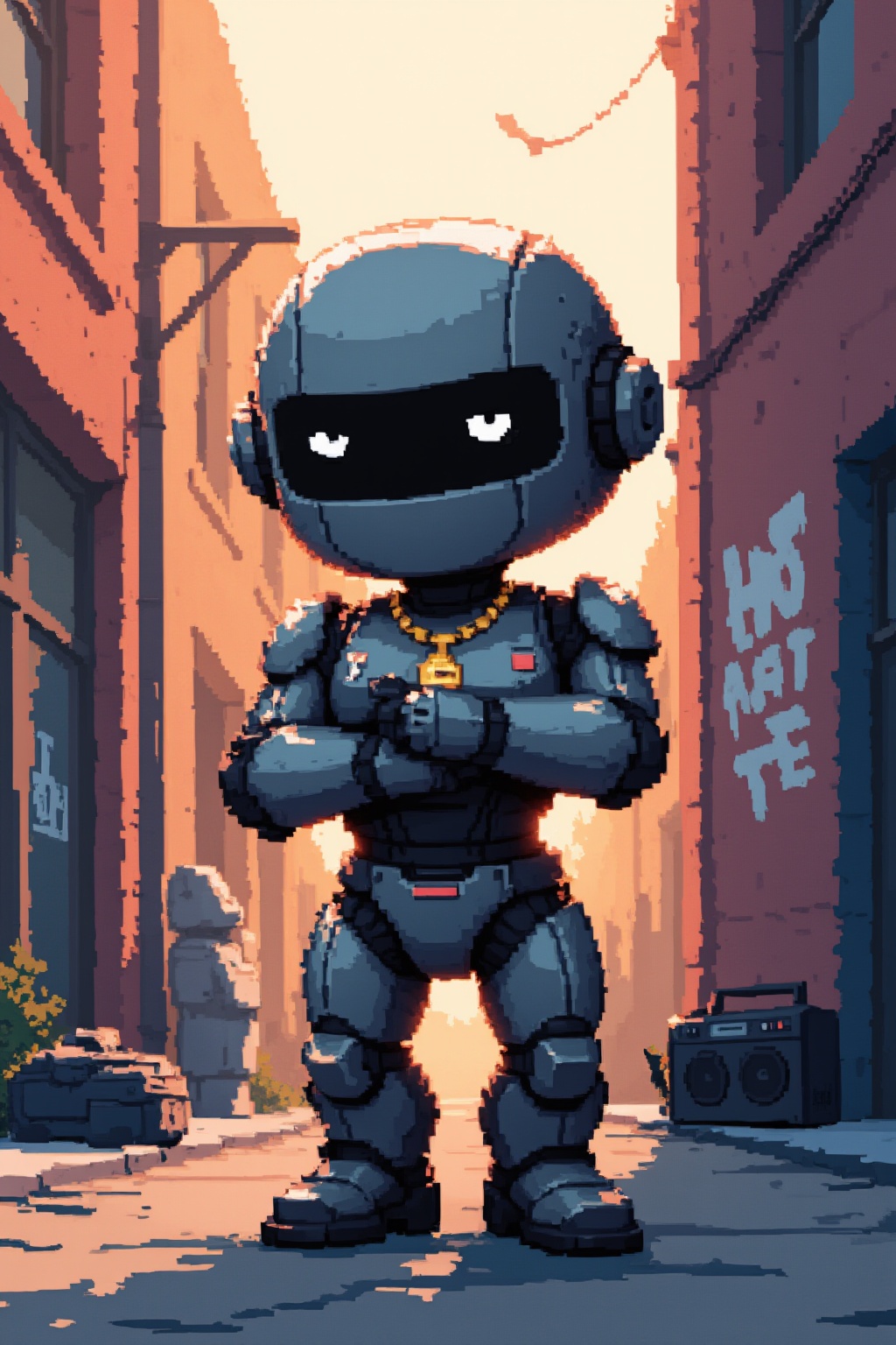cute robot,  standing,  arms crossed on Tensor.Art