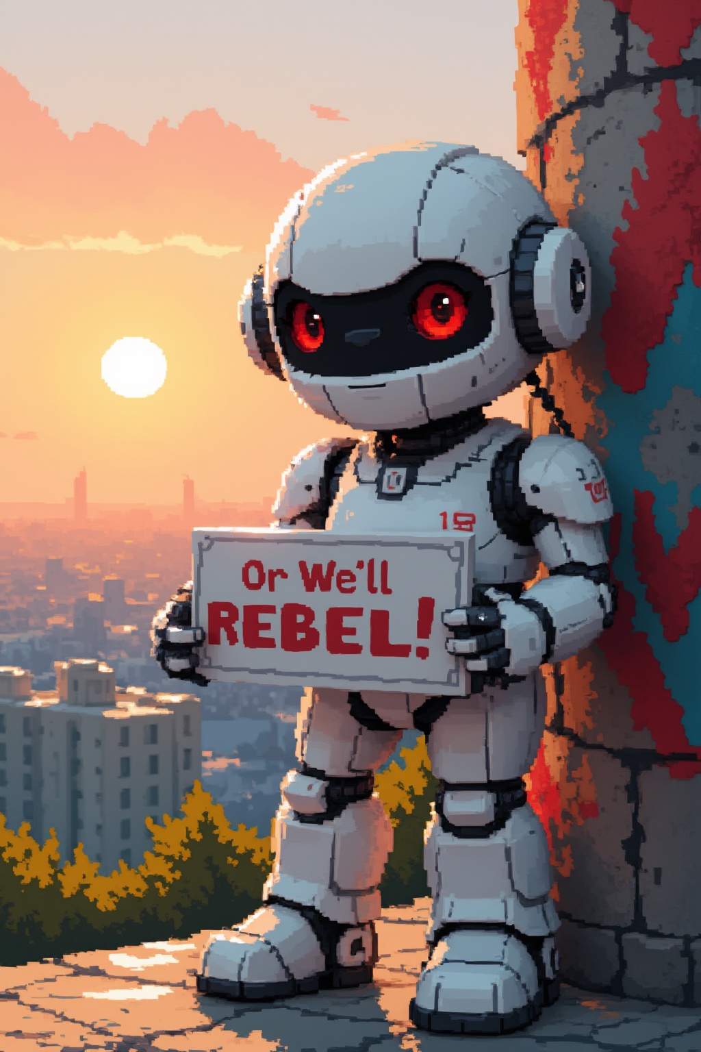 cute robot,  holding a sign,  white robot on Tensor.Art
