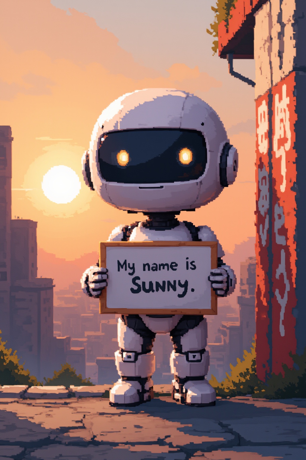 cute robot,  holding a sign,  white robot on Tensor.Art