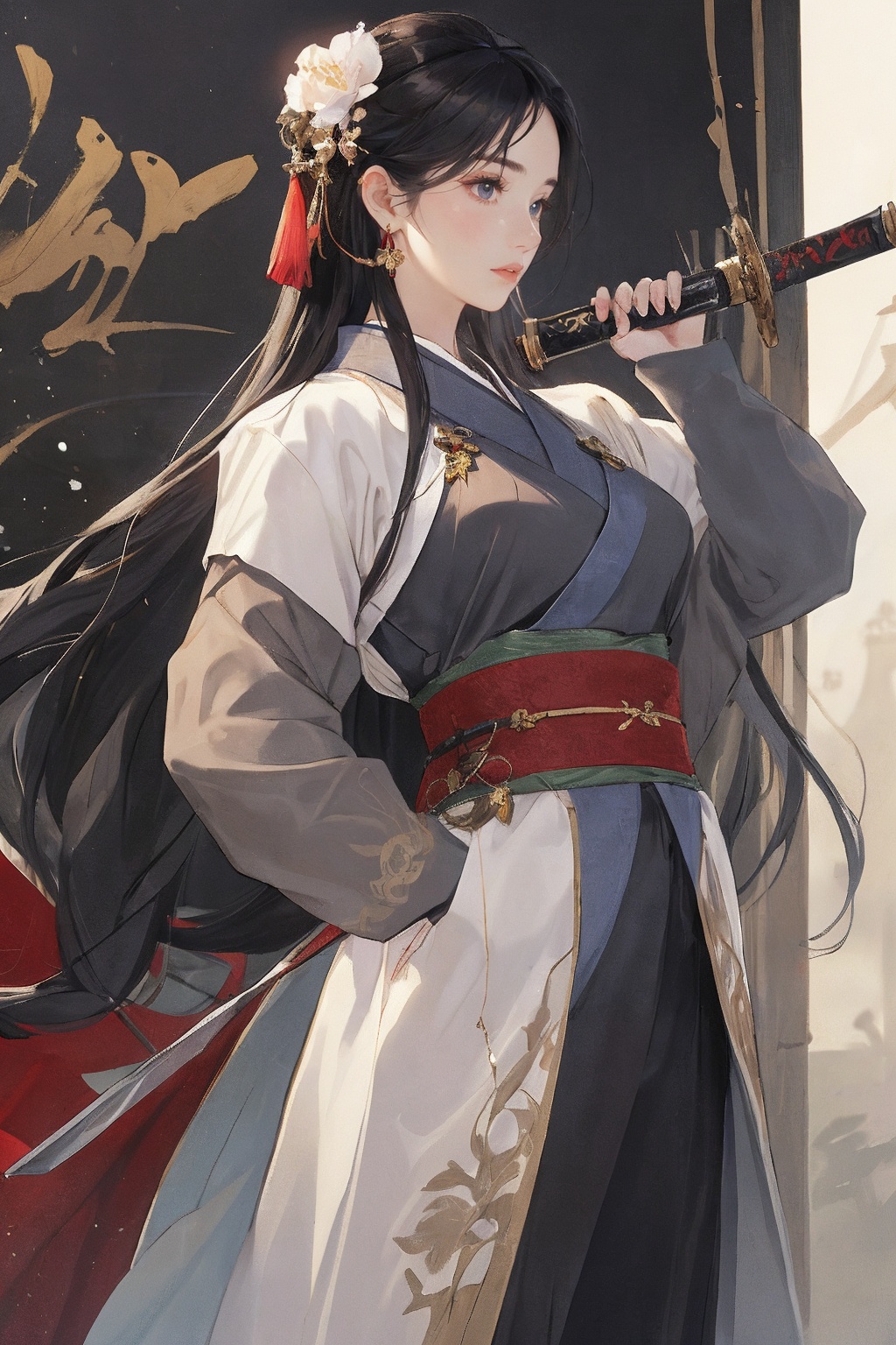 1girl,  long hair,  black hair on Tensor.Art