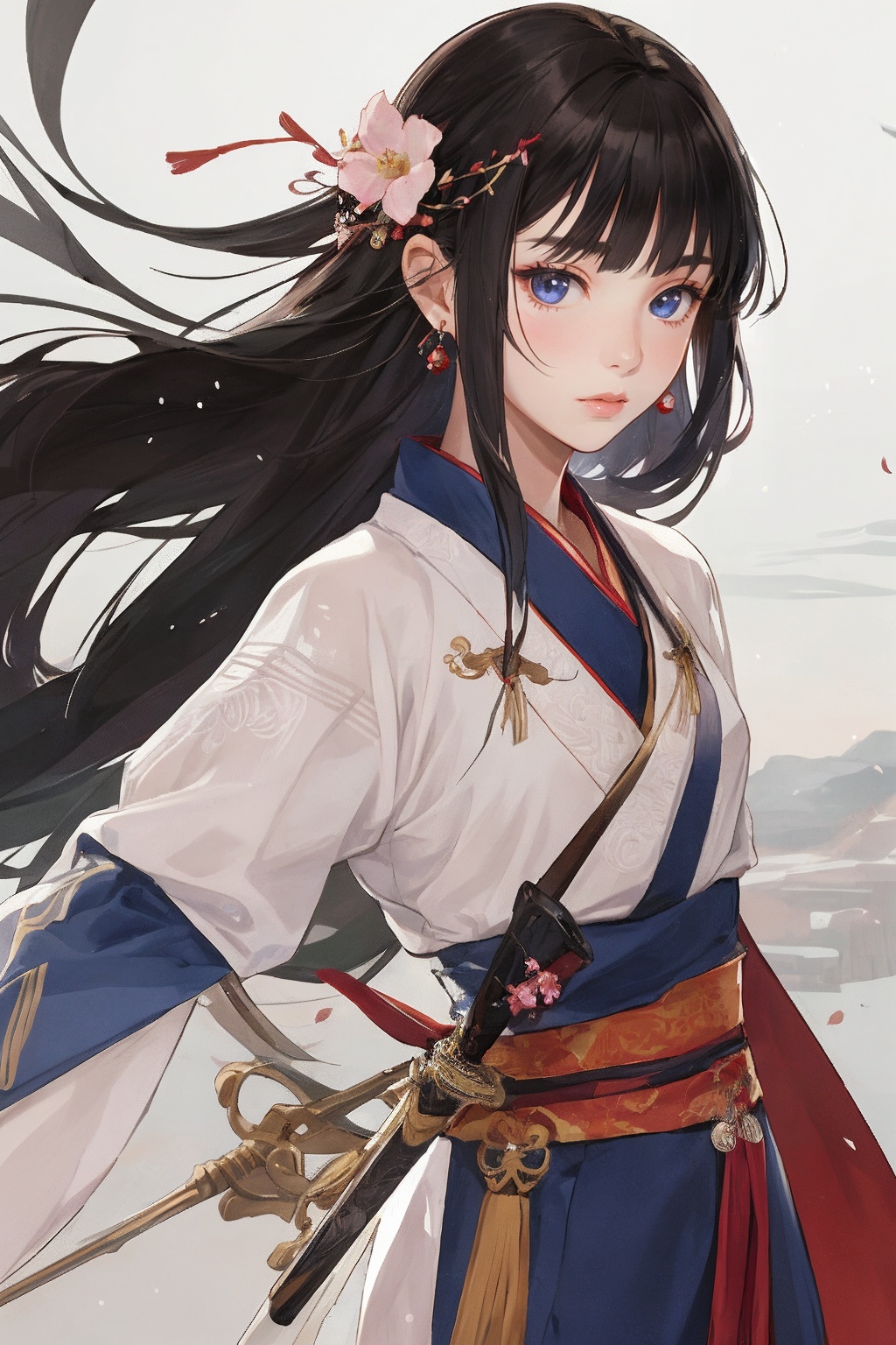1girl,  long hair,  black hair on Tensor.Art