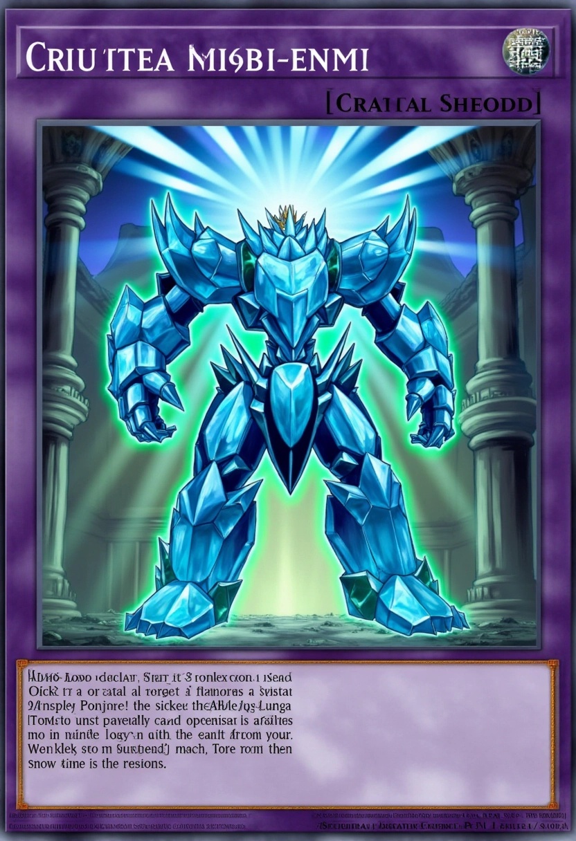 A towering crystal golem stands in the center of an ancient temple,  its body made of translucent gemstones that refract l...