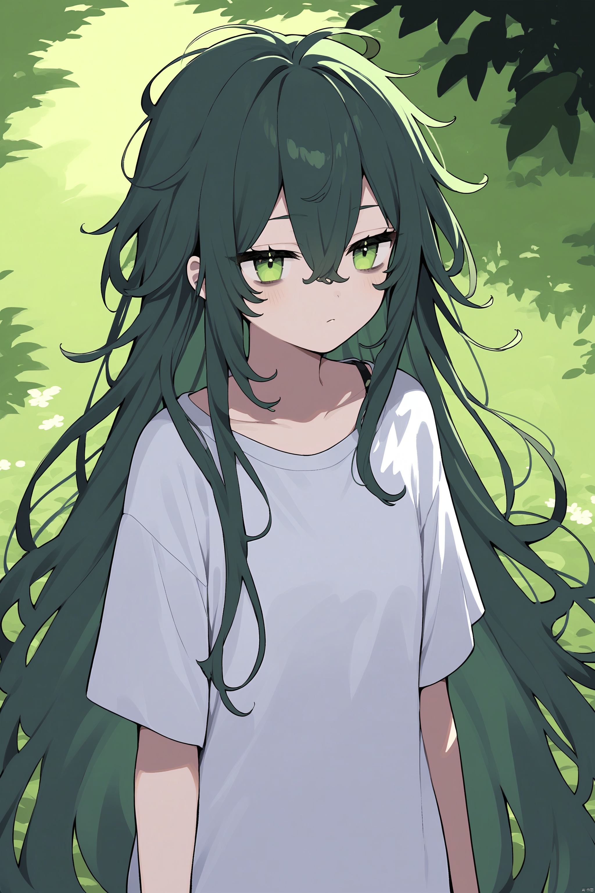messy hair,  dark green hair,  very long hair by 叫我浅笑大人就好了 on Tensor.Art