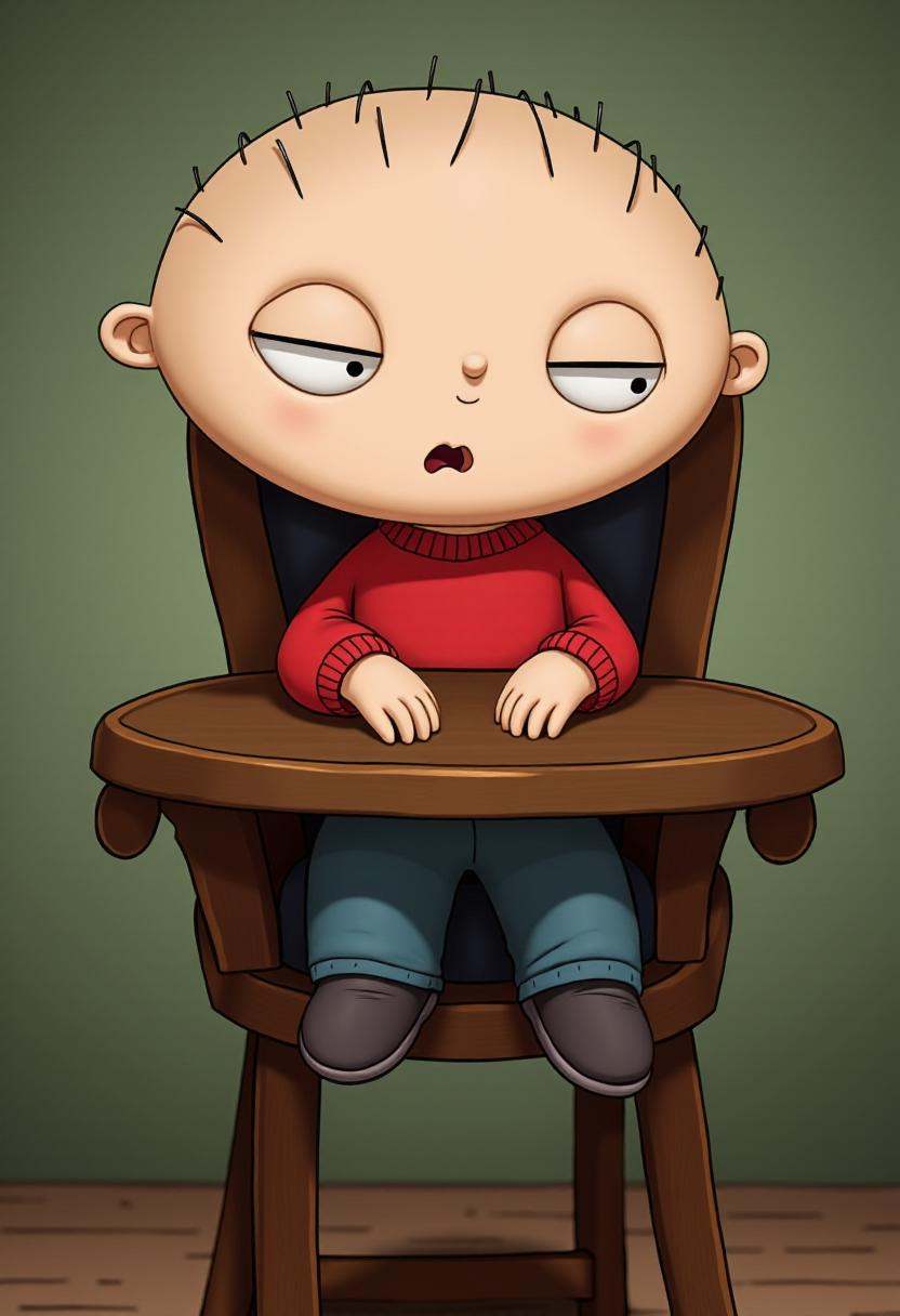 tburton_style,  Stewie Griffin in a high chair on Tensor.Art