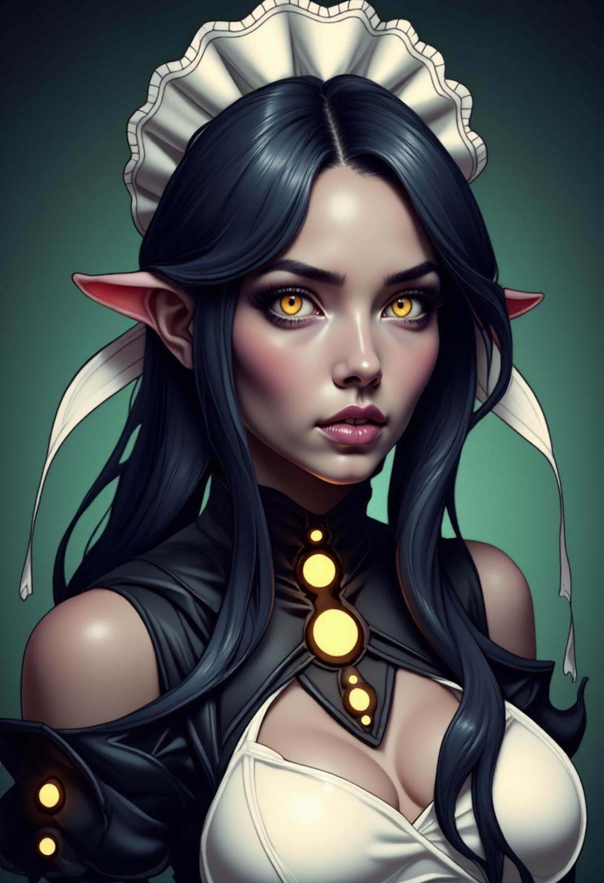 A portrait of Shogg0th wearing her maid headdress on Tensor.Art