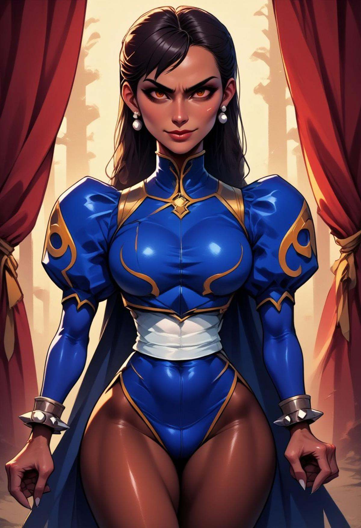 chunli,  classic blue dress,  pelvic curtain on Tensor.Art
