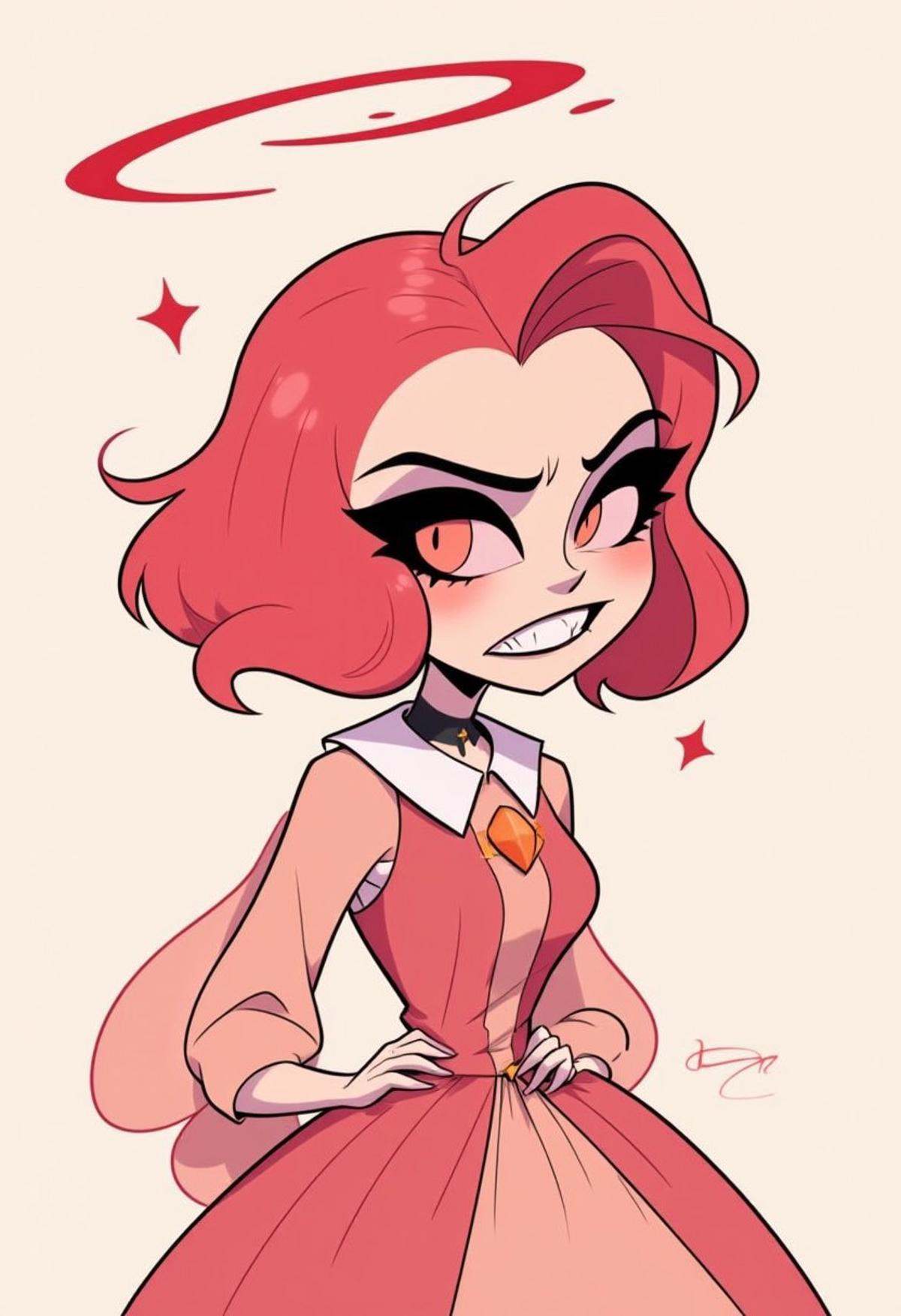 Princess peach drawn in hhstyle with a maniacal grin on Tensor.Art