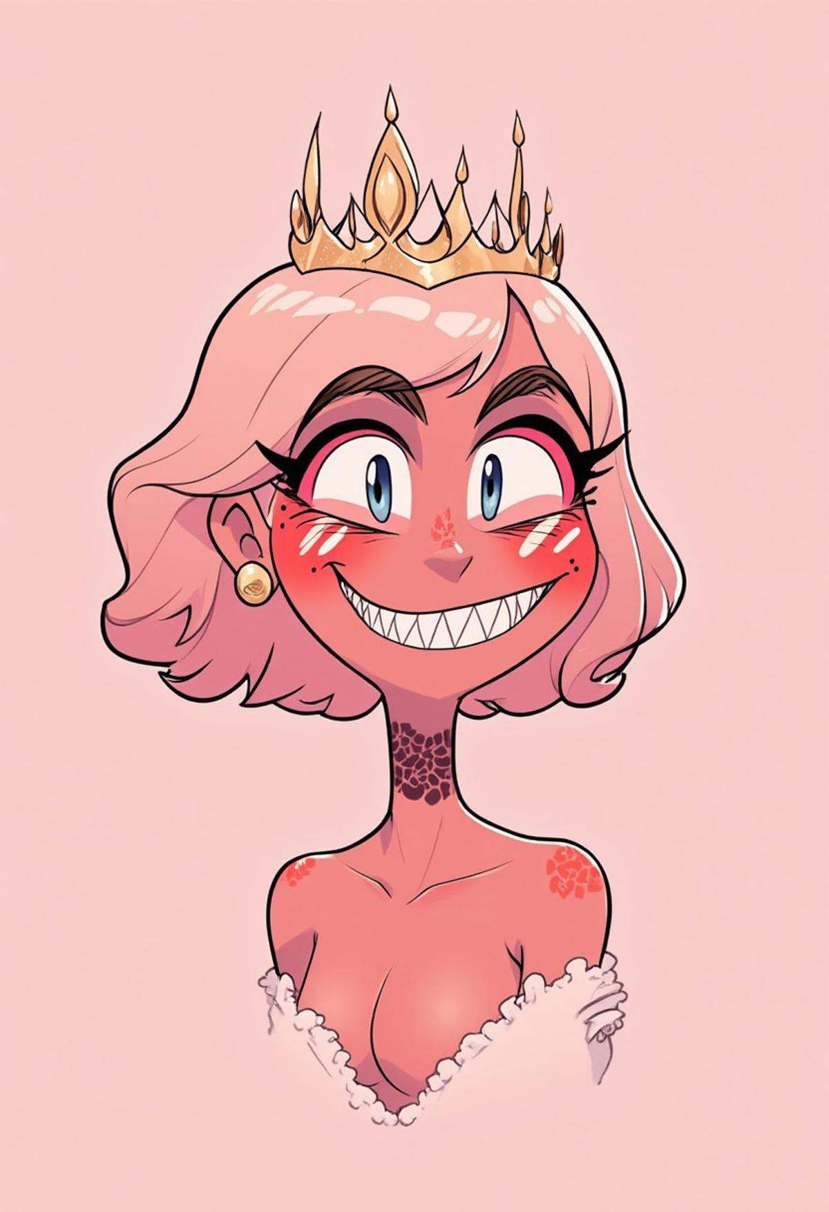 Princess peach drawn in hhstyle with a maniacal grin on Tensor.Art