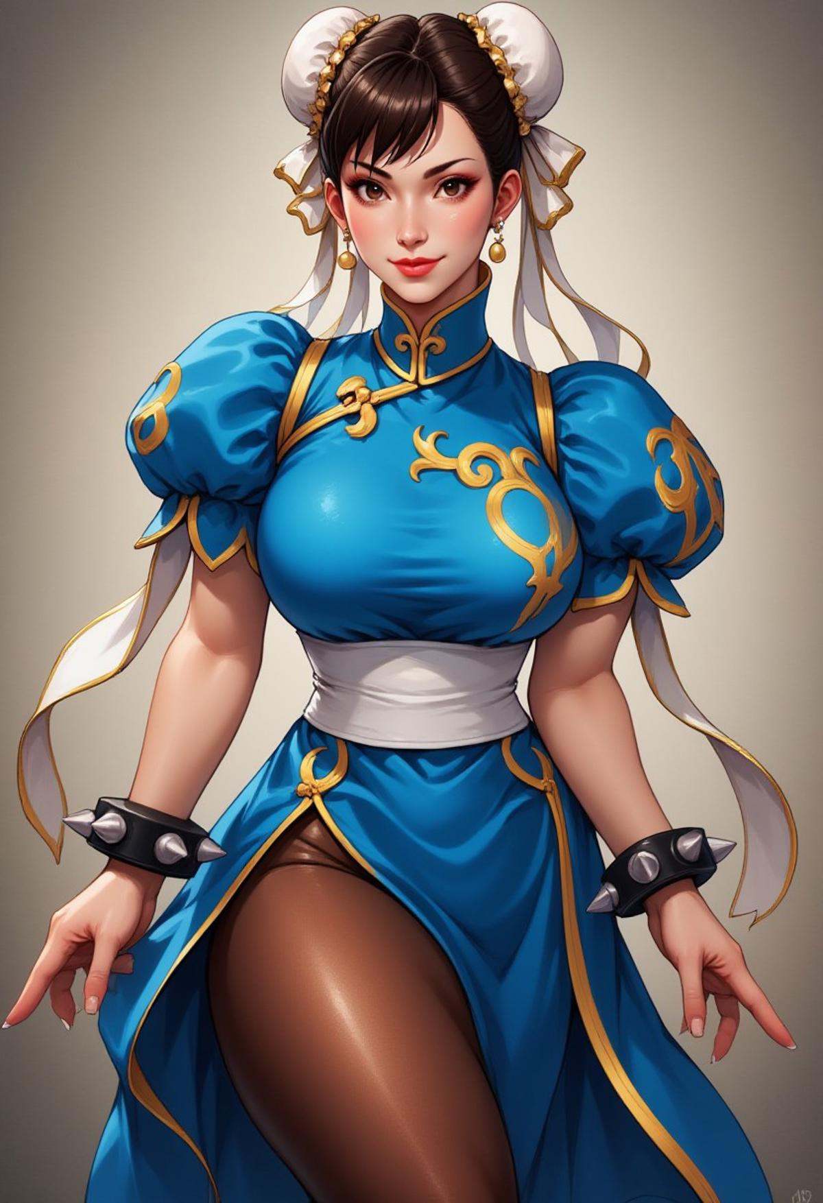 Chunli,  classic blue dress,  pelvic curtain on Tensor.Art