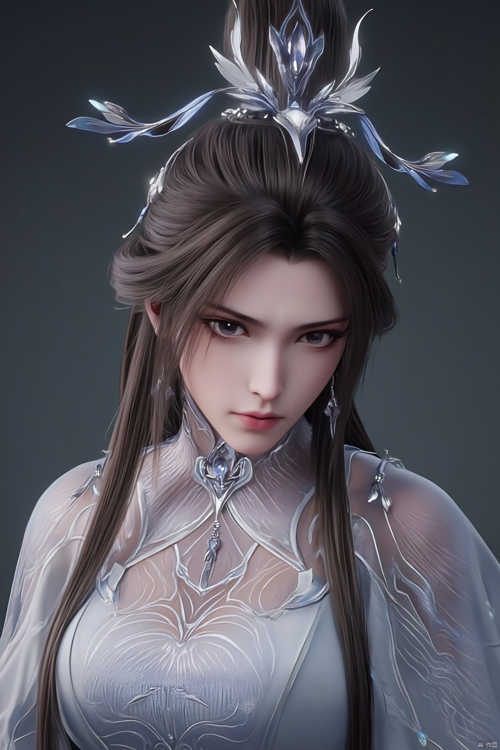  (masterpiece, top quality, best quality, official art, beautiful and aesthetic:1.2),1girl, solo, hair ornament, jewelry,hanfu dress, earrings, chinese clothes, brown hair, ribbon, hanfu, (big breasts:1.89),,Xluxueqi,XAerith,Xyuanyao
