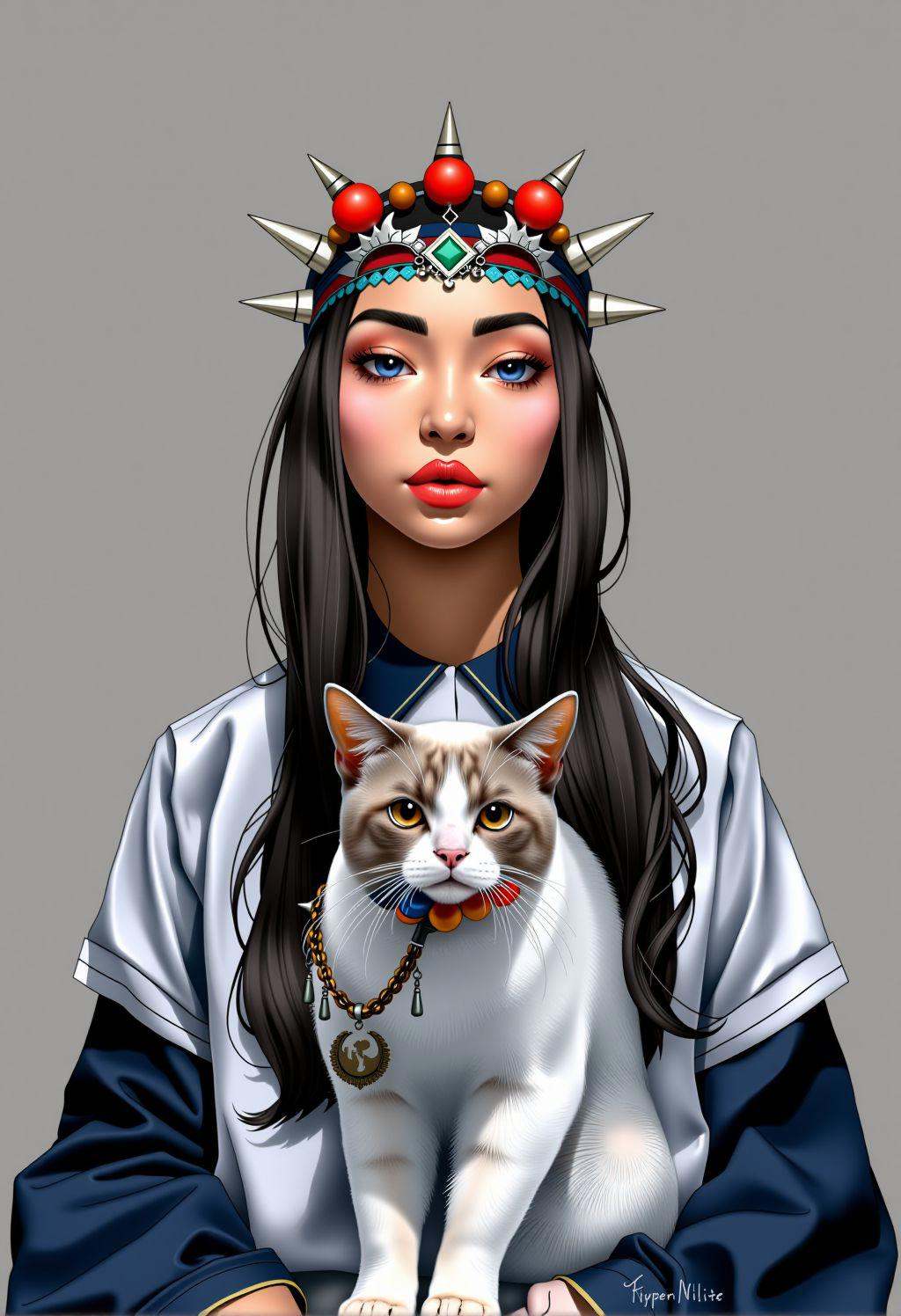 breathtaking full body,  young woman,  wearing a headpiece on Tensor.Art
