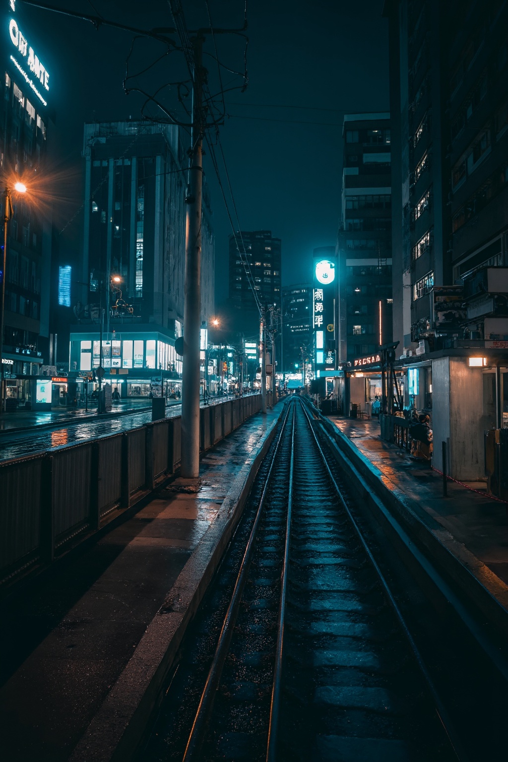 Tokyo city on a rainy night,  seen from a train station,  Cinematic_Enhancer_Style on Tensor.Art