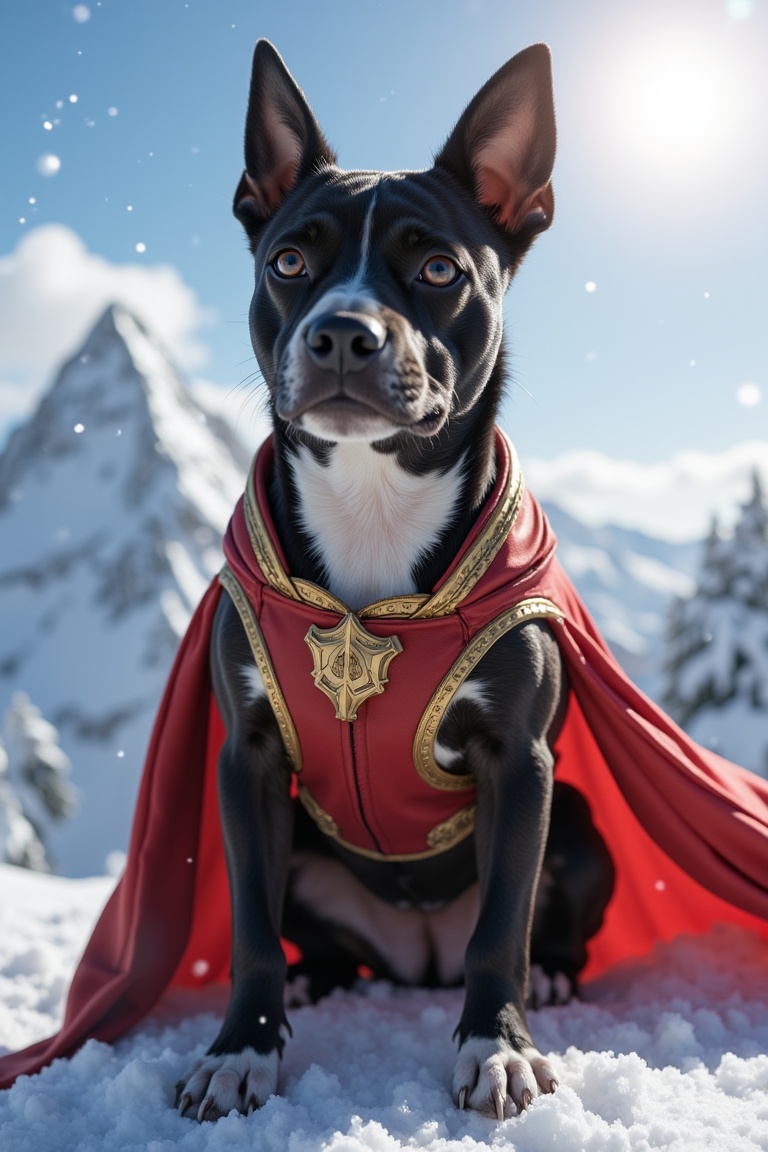 Cute black medium shaped pit bull female terrier mix,  with black hair small head,  and black body on Tensor.Art
