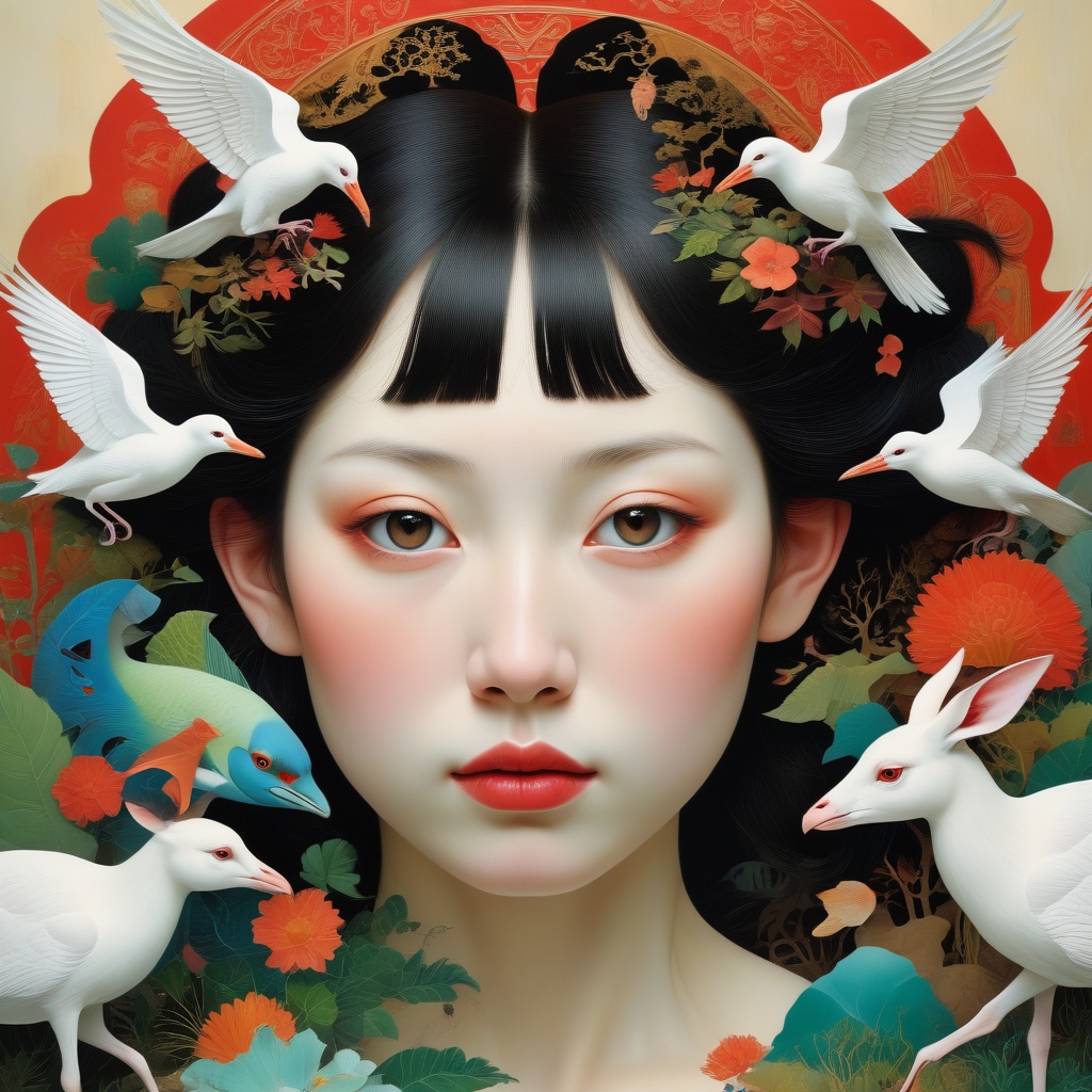 1 girl's face is Caucasian,  photography in the style of detailed hyperrealism ,  creature on Tensor.Art