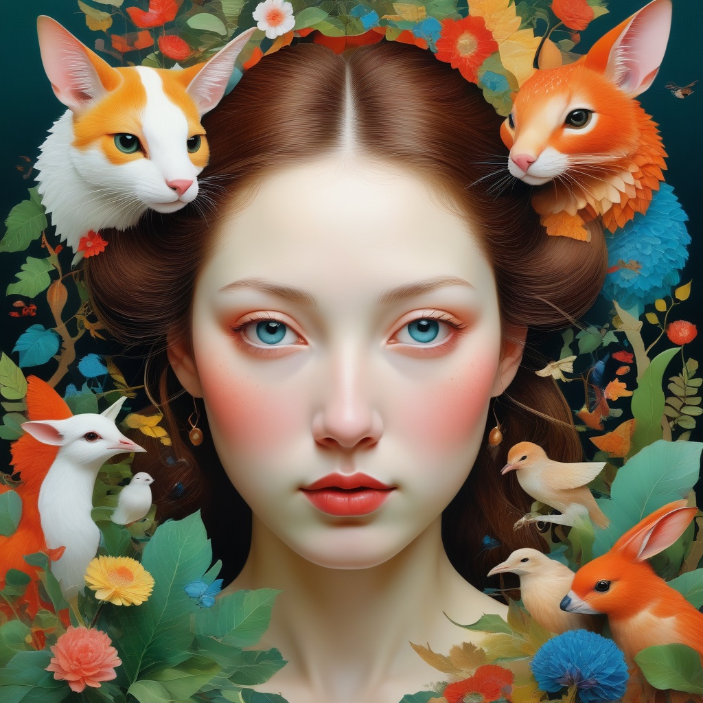 1 girl's face is Caucasian,  photography in the style of detailed hyperrealism ,  creature on Tensor.Art