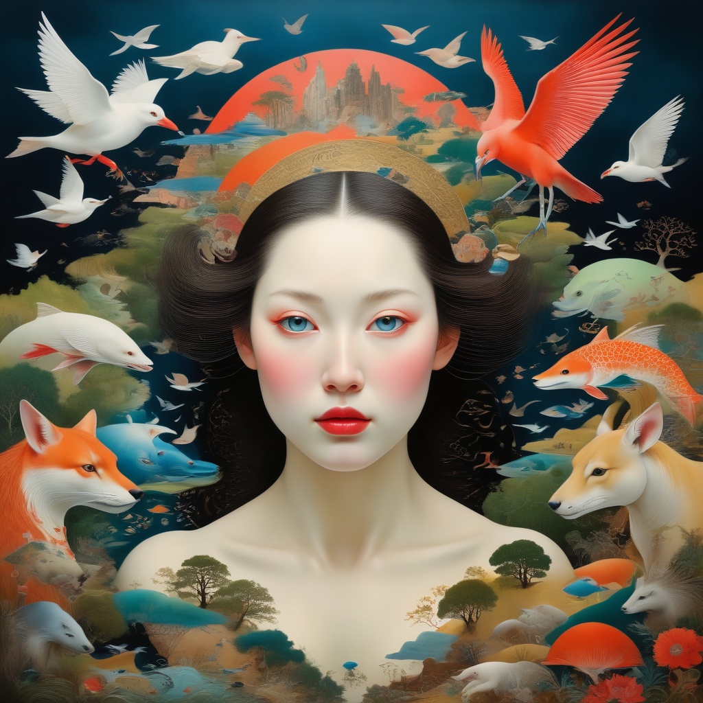 1 girl's face is Caucasian,  photography in the style of detailed hyperrealism ,  creature on Tensor.Art