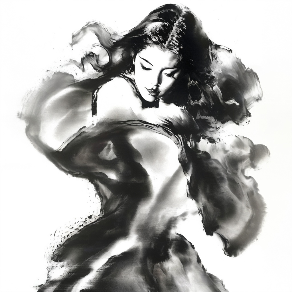 1 girl face is photorealism ,  danceing (( Ink Playing )),  Dynamic on Tensor.Art