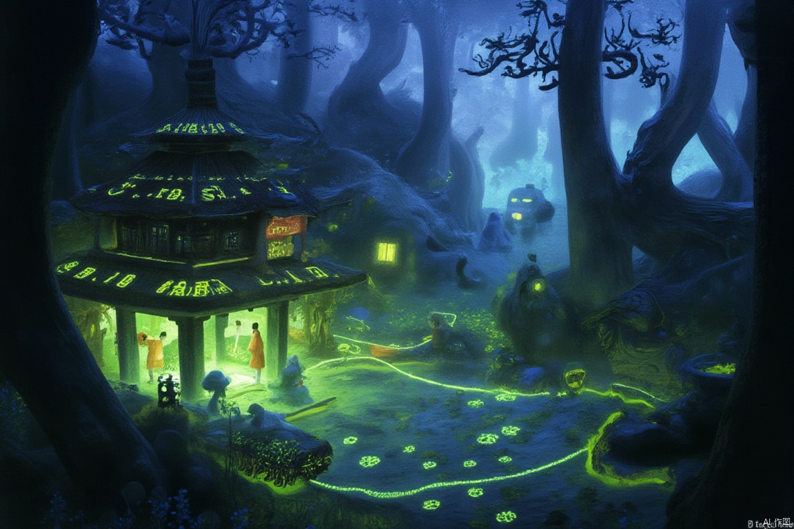 This style comes from yt Dream, In this underworld forest, it is not difficult to find traces of traditional Chinese culture. For example, some ancient stone tablets are engraved with obscure runes. These runes emit a faint fluorescence and seem to contain some ancient power. In addition, there are several small and exquisite pavilions hidden deep in the forest. Although they are slightly dilapidated, their cornices, carved beams and painted buildings all reveal a strong Chinese classical charm. These buildings seem to be havens in the underworld, providing some solace to lost souls.